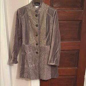 Chicos Velvet Tapestry Women's Jacket in Taupe
